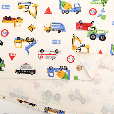 コットンオックスプリント生地 お気に入りシリーズ はたらく車たち