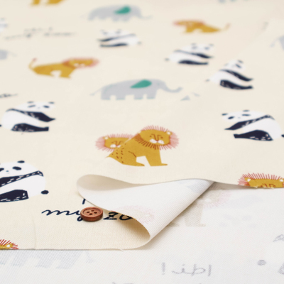 コットンオックスプリント生地 Hi! my zoo アニマルトイ生地の通販