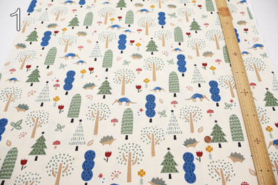 コットンオックスプリント生地 Hi! my zoo 森の中生地の通販|ノムラ