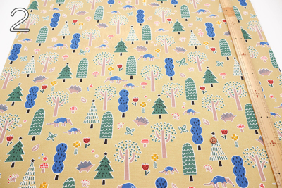 コットンオックスプリント生地 Hi! my zoo 森の中生地の通販|ノムラ