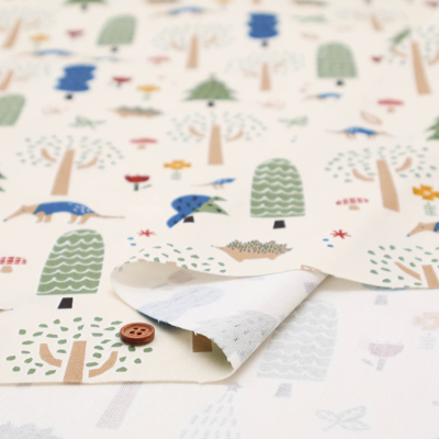 コットンオックスプリント生地 Hi! my zoo 森の中生地の通販|ノムラ