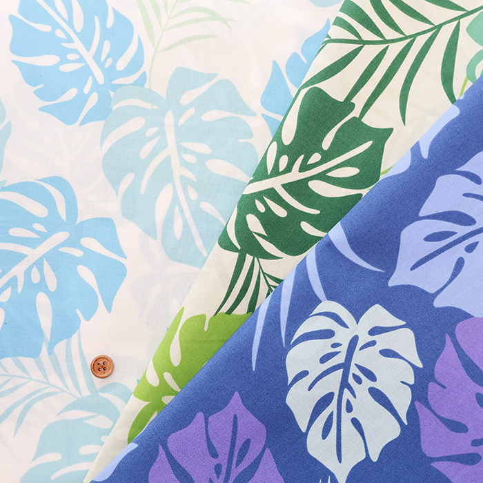 ピンク　モンステラ柄　南国　スクラブ　新品未使用 T/Cハワイアンプリント生地 モンステラ生地の通販|ノムラ