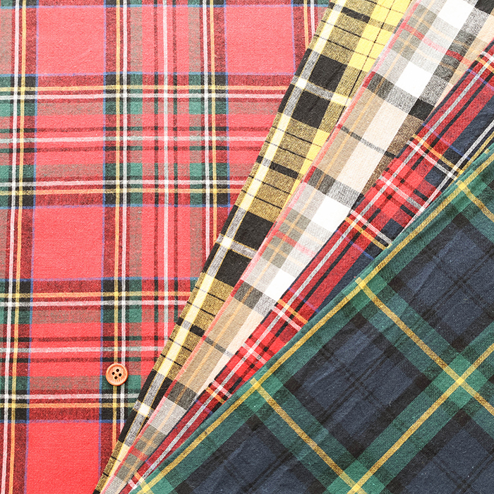 ワッシャー加工 C/Lタータンチェック生地 （2-012-rmd3211）生地の通販
