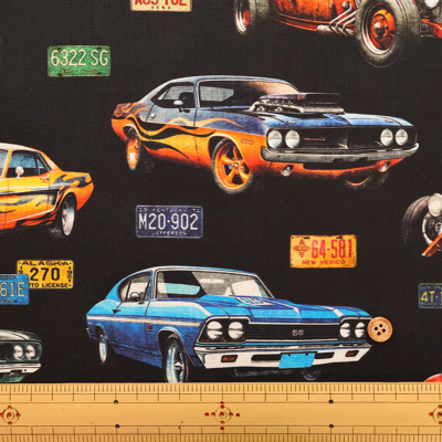 芸能人愛用のおすすめ最新情報 USAコットン QT FABRICKS Hot Rods クルマ生地の通販|ノムラ 絵画