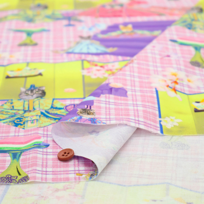 コットンシーチングインクジェットプリント生地 nora. ひにゃ祭生地の