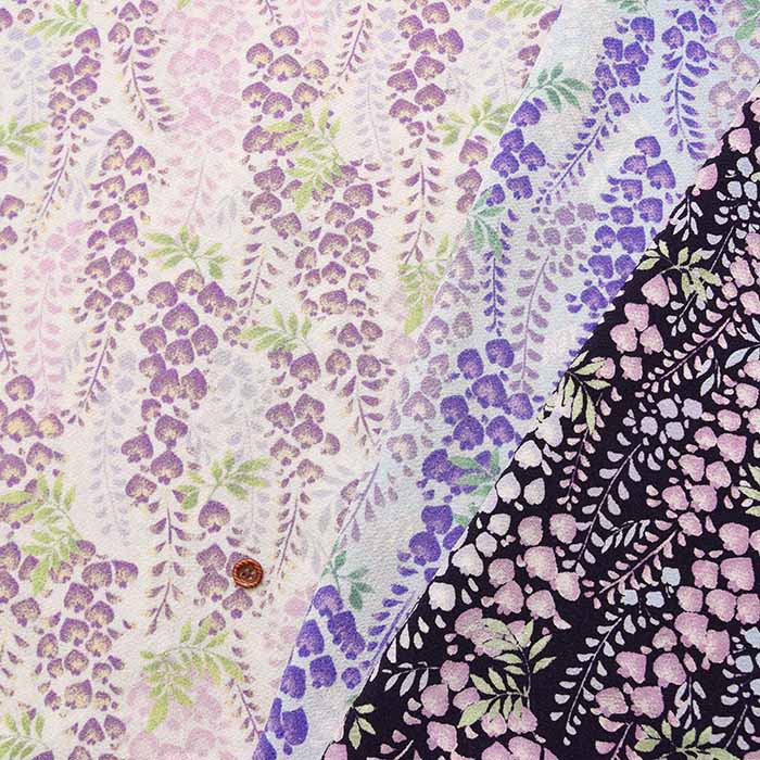 ポリエステル二越ちりめんプリント生地 藤の花生地の通販|ノムラ
