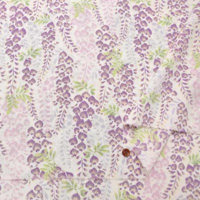 ポリエステル二越ちりめんプリント生地 藤の花生地の通販|ノムラ