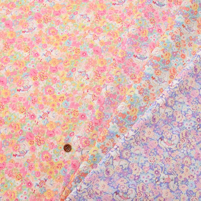 生地 コスモテキスタイル ユニコーンと花柄(3色)小花柄ユニコーン柄ブロード生地