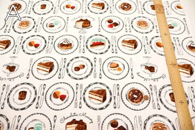 コットンオックスプリント生地 ショコラティックメモリー