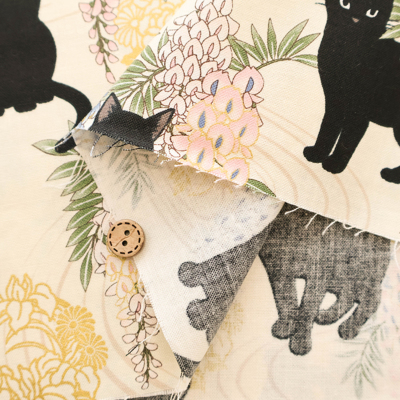 コットンシーチングプリント生地 百花繚蘭 藤猫MINI生地の通販|ノムラ