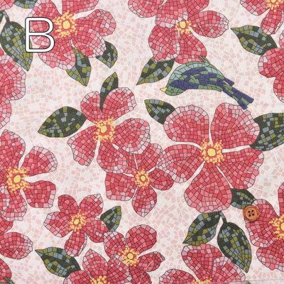 コットンシーチングプリント生地 un/no S-tile バード生地の通販