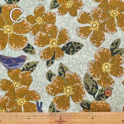 コットンシーチングプリント生地 un/no S-tile バード生地の通販