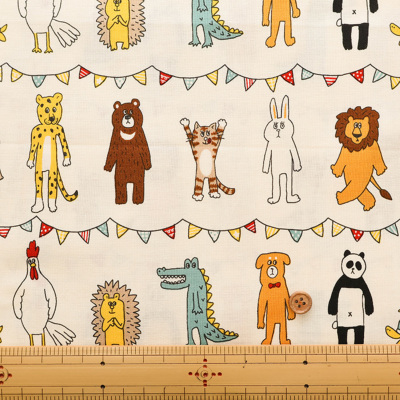 コットンシーチングプリント生地 un/no KUSUTTO アニマル生地の通販