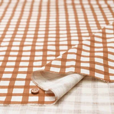コットン リネンライクスラブプリント生地 チェック生地の通販|ノムラ
