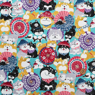 コットンスケアプリント生地 わんこだ和 ばんがさだわん生地の通販