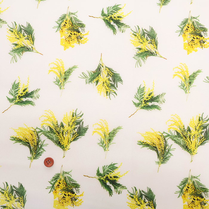 ミモザ 中国製 撥水加工 ポリエステルオックスプリント生地 ミモザ(1-036