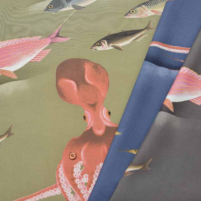 R/C デジタルプリント生地 伊藤若冲 群魚図（蛸鯛）生地の通販|ノムラ