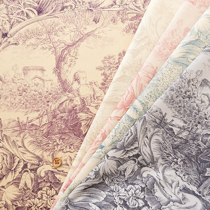 コットンシャーティングクラシカルプリント生地 トワルドジュイ