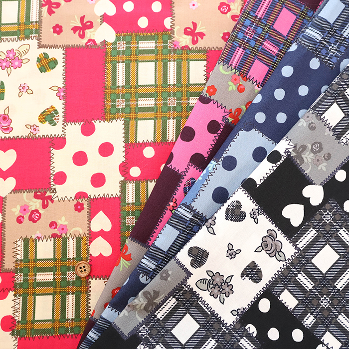 コットンシャーティングプリント生地 チェックパッチワーク生地の通販