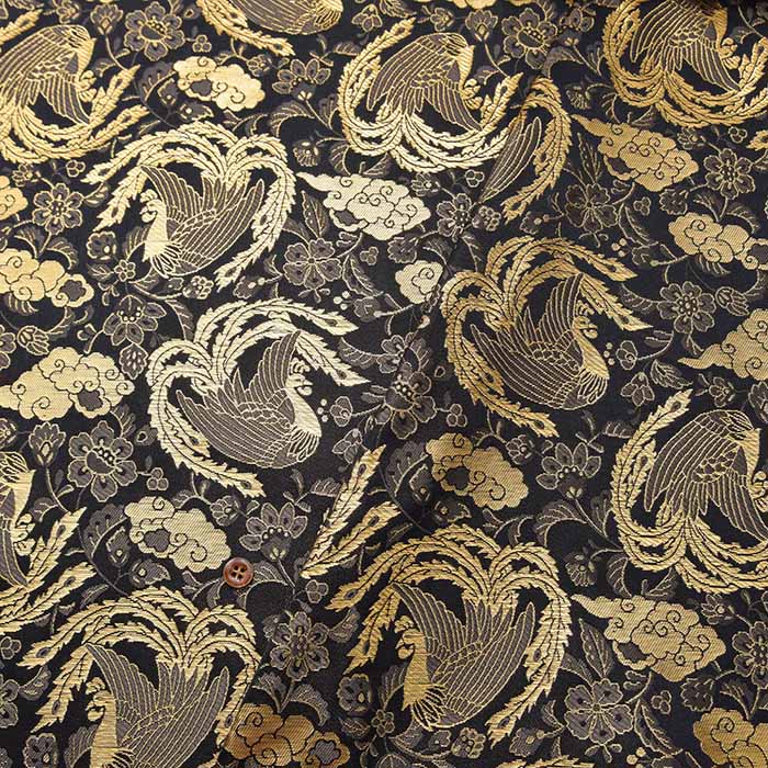 2381 孔雀 パネル生地巾着袋 江戸てん] 信玄袋 合切袋 合財袋 綿100