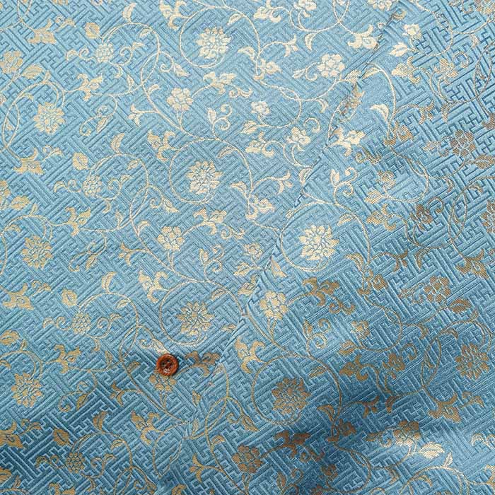 和柄立体帯生地 藤色紗綾金襴蔦の葉柄 - ファッション/小物