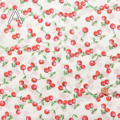撥水加工 190本ナイロンタフタプリント生地 チェリー生地の通販|ノムラ