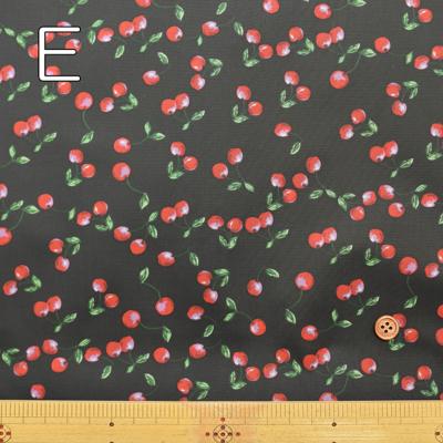 撥水加工 190本ナイロンタフタプリント生地 チェリー生地の通販|ノムラ