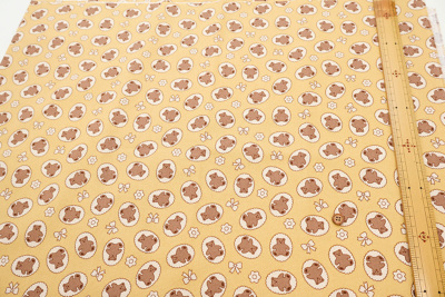 コットンオックスプリント生地 クマビスケット(1h-060-hsk798)生地の
