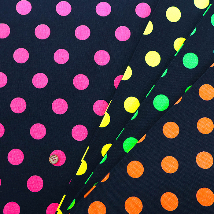コットンオックス蛍光プリント生地 ドット生地の通販|ノムラ