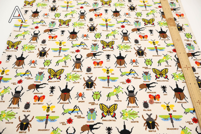 コットンオックスプリント生地 ドット昆虫生地の通販|ノムラテーラー