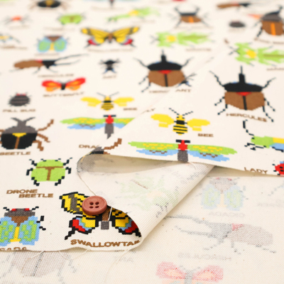 コットンオックスプリント生地 ドット昆虫生地の通販|ノムラテーラー