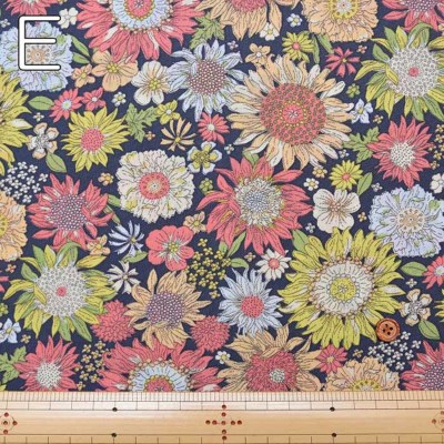 撥水加工 ナイロンオックスプリント生地 フラワー(2-060-ne-80007-13