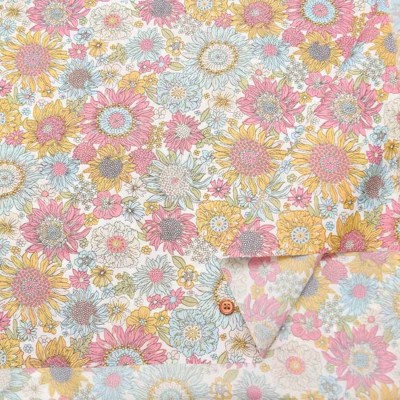 撥水加工 ナイロンオックスプリント生地 フラワー(2-060-ne-80007-13