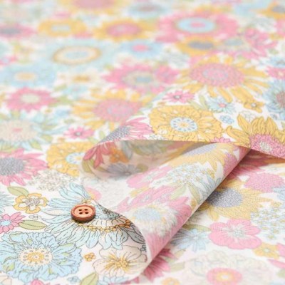 撥水加工 ナイロンオックスプリント生地 フラワー生地の通販