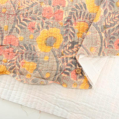 薄く汚れあり)Msize ブロックプリントキルト 薄く汚れあり)Msize