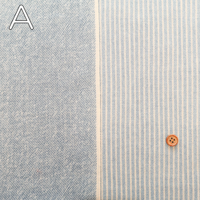 コットンオックスプリント生地 デニム調リバーストライプ生地の