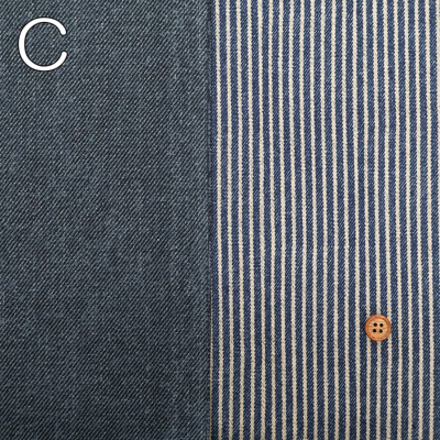 コットンオックスプリント生地 デニム調リバーストライプ生地の通販