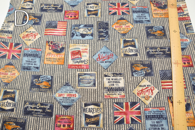 コットンオックスプリント生地 ヴィンテージ風ストライプ生地の通販