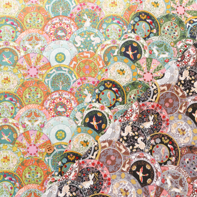 コットンシーチングプリント生地　Art Nouveau Sympony　ソーサー