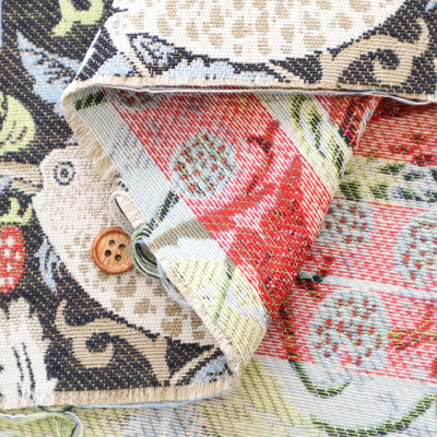 スペイン製 AS Fabrics ポリエステルジャガード生地 MORRIS STRAWBERRY