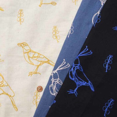 C/Lシーチング刺繍生地　＋HAyU fabric”BIRDS”
