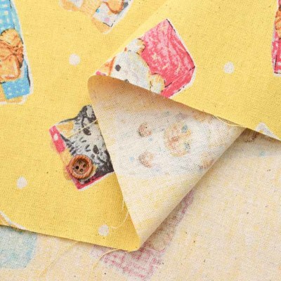 C/Lキャンバスプリント生地 ネコノテキスタイル「プレゼントから