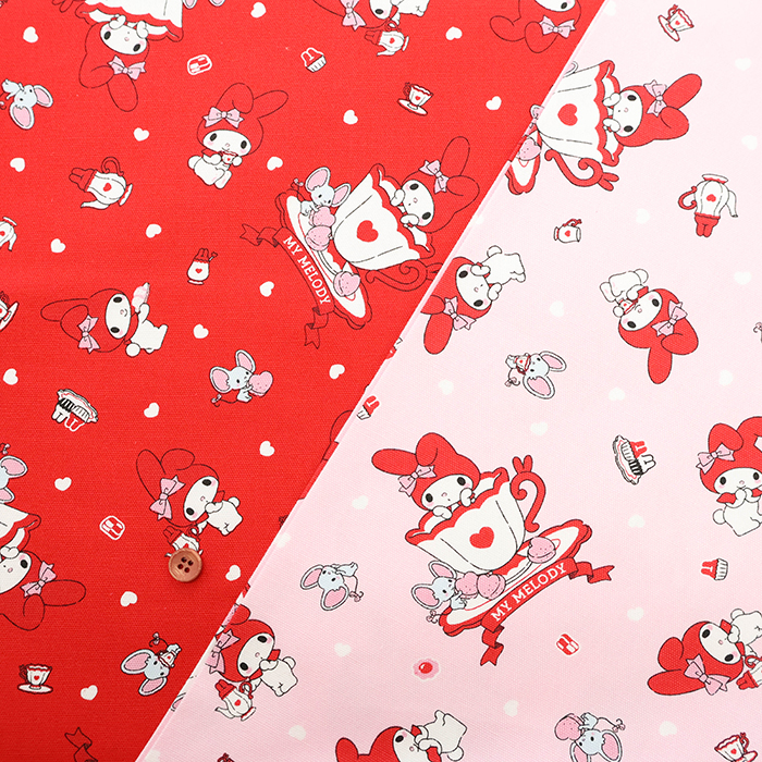 サンリオ　レトロ　マイメロ　赤メロ　生地　布 約195✖️195 位　継ぎ有 サンリオ レトロ マイメロ 赤メロ 生地 布 約195✖️195 位 継ぎ有