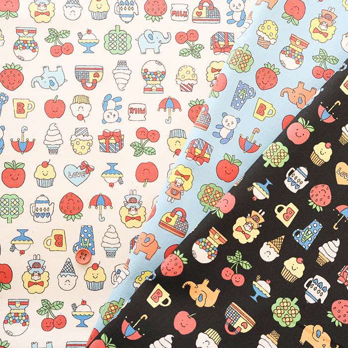 コットンオックスプリント生地 Retro School生地の通販|ノムラテーラー