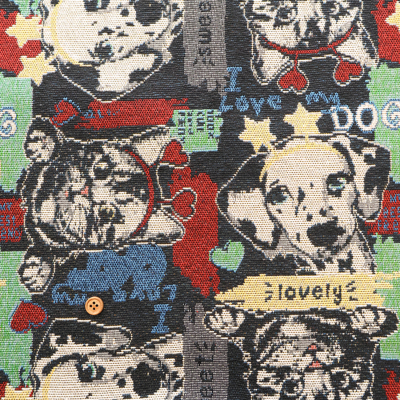 中国製　ポリエステルゴブラン生地　DOG&CAT