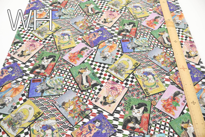 コットンシーチングインクジェットプリント生地 HOYOKA 猫の和装生地の