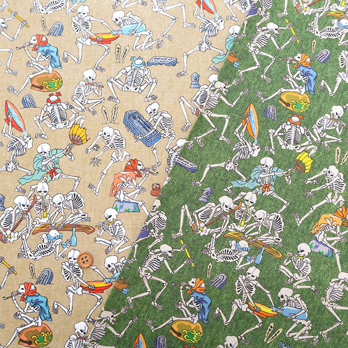 コットンシーチングインクジェットプリント生地 Prism ドクロまつり