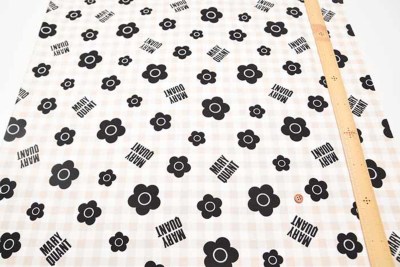 コットンオックスプリント生地 MARY QUANT ギンガムフラワー生地の通販