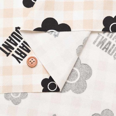 コットンオックスプリント生地 MARY QUANT ギンガムフラワー生地