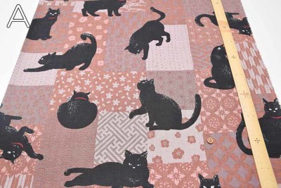 コットンドビープリント生地 和パッチ猫生地の通販|ノムラ
